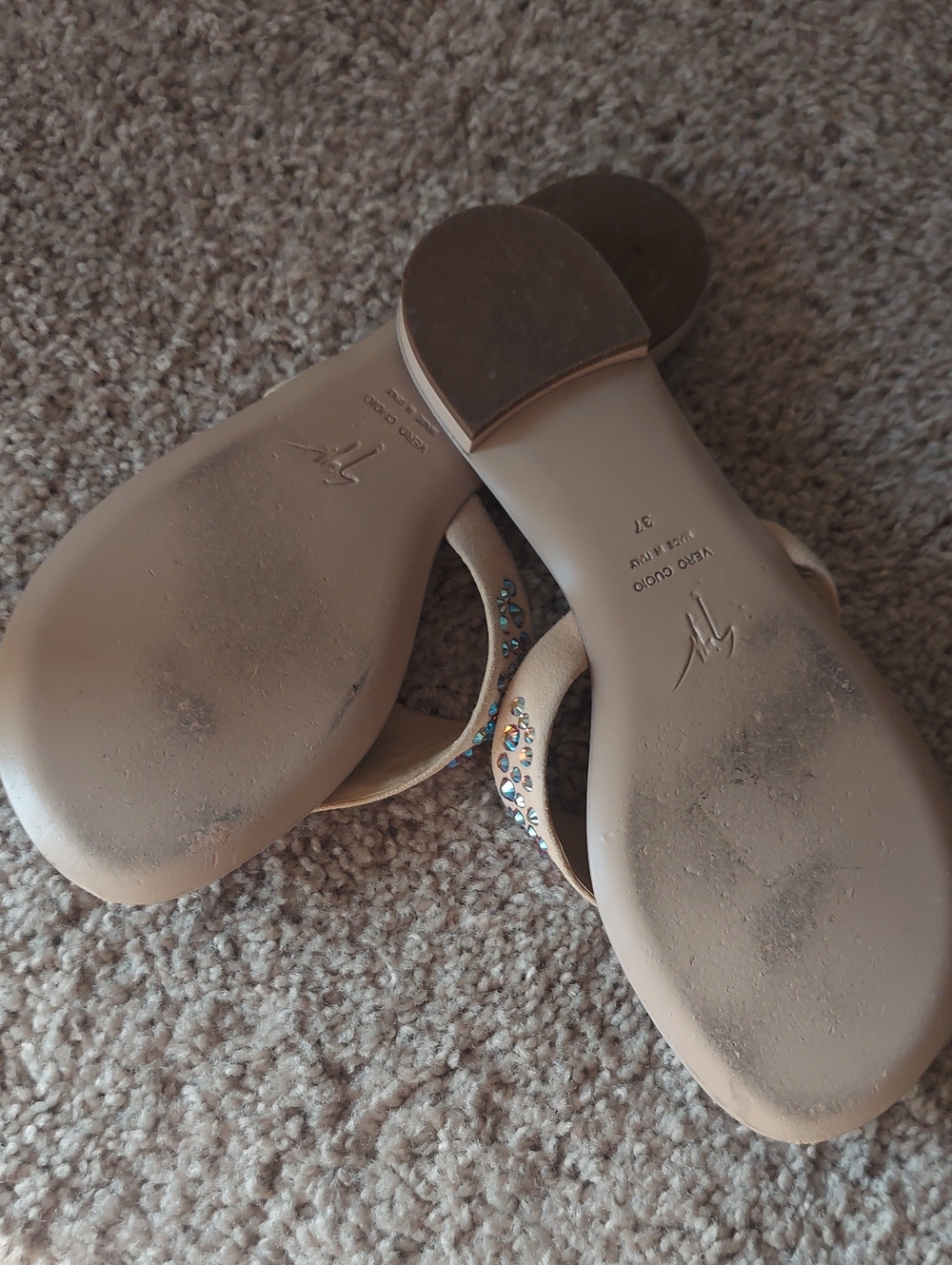 Giueseppe Zanotti Suede Crystal Embellishment Slides Sandals 37 US 7 $695 - Picture 3 of 6